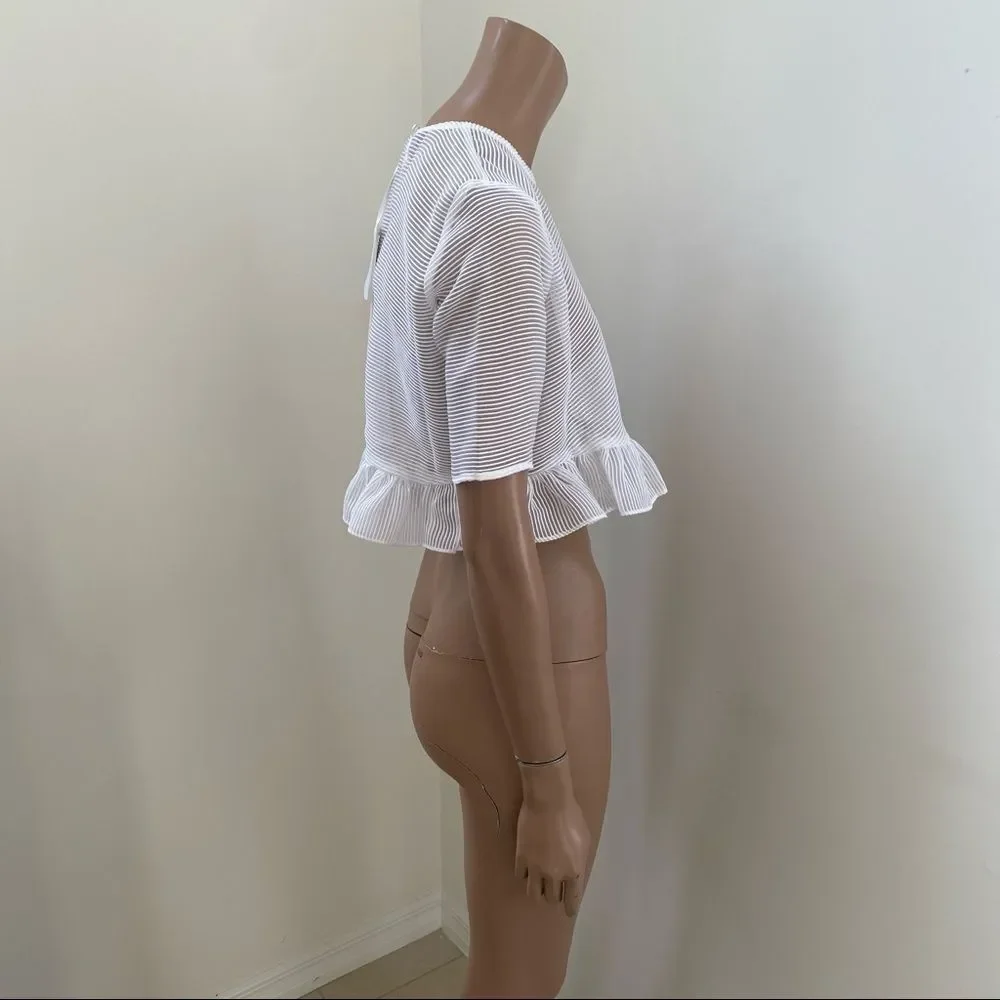 NEW Alice McCall About Us White Sheer Crop Top 0